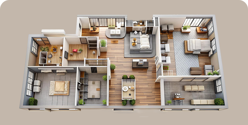 3D Floor Plan Rendering