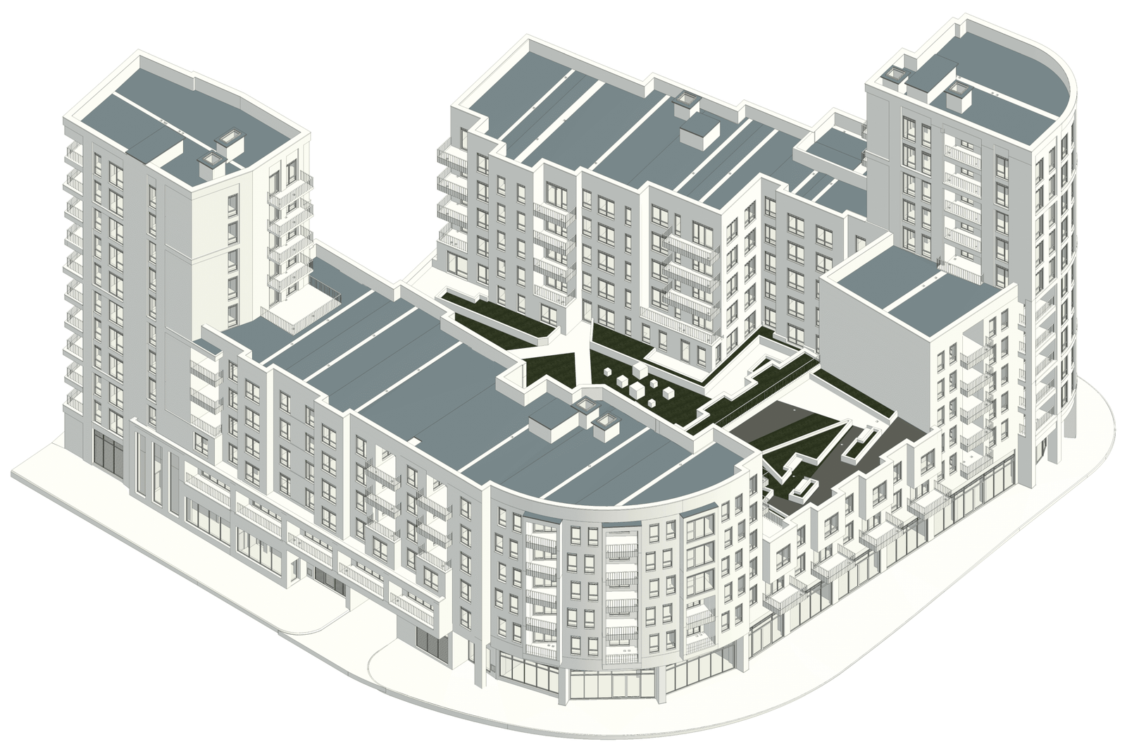 CAD to BIM Services Upto 300 LOD for Spain Bell Road Residential Complex