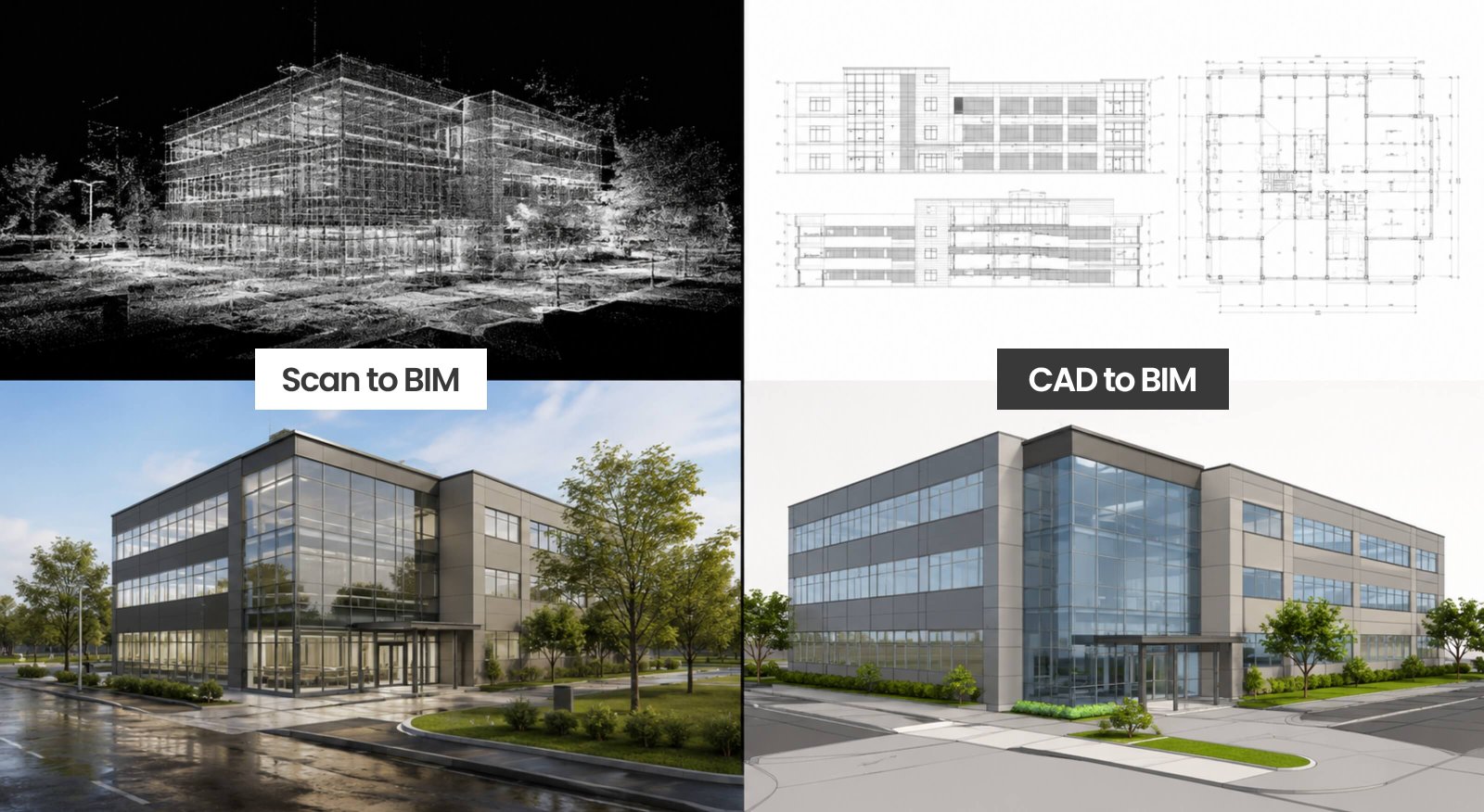 What is the difference between Scan to BIM and CAD to BIM?